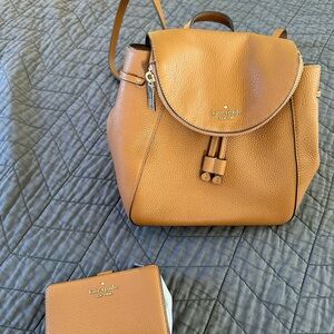 Kate Spade Caramel Leather Backpack and Wallet